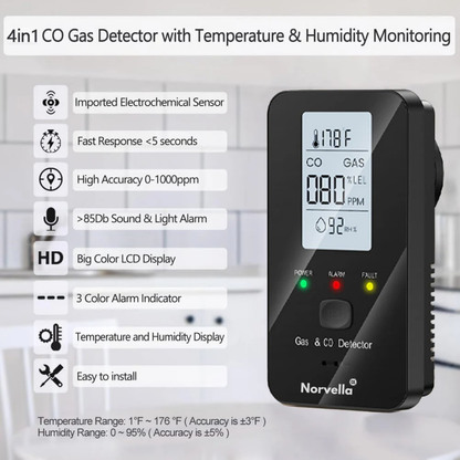 Norvella™ 4 In 1 CO Detector